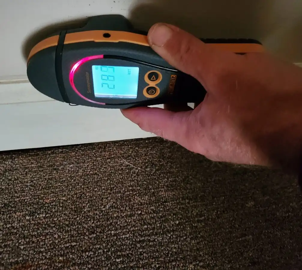 Moisture detection at baseboard during Burst Pipe Cleanup in Calimesa
